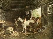 George Morland The inside of a stable oil painting